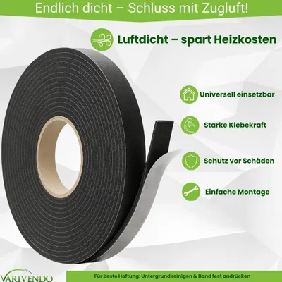 Produktbild von Zugluftdichtung selbstklebend 20 m x 30 mm Fensterdichtung Dichtungsband Dichtung