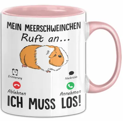 Produktbild von Mein Meerschweinchen Ruft An... Ich Muss Los Tasse Geschenk Für Meerschweinchen Liebhaber Geschenkidee Kaffee-Becher (Rosa)