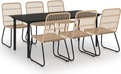 Produktbild von vidaXL 7-tlg. Garten-Essgruppe Poly Rattan und Glas