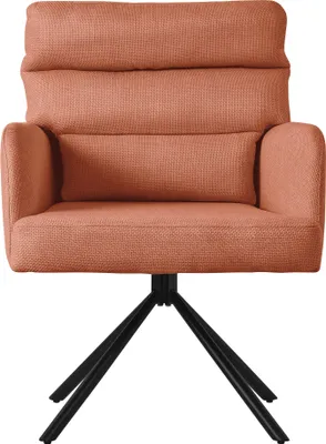 Produktbild von ML-Design Esszimmerstühle drehbar Orange Wohnzimmerstühle mit Arm- und Rückenlehne Rückenkissen Metallbeine Polyesterbezug Drehstuhl Auto-Position