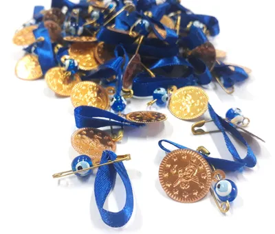 Immagine prodotto di Solidchoice - 100 perline "Occhio Turco" blu con spilla di sicurezza