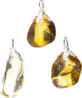 Produktbild von Edelstein-Anhänger, natürlicher Citrin – ± 1,5–3 cm, Packung mit 3 Stück – ± 1,5–3 cm