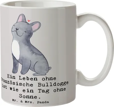 Produktbild von Mr. & Mrs. Panda Tasse Französische Bulldogge - Grau Pastell - Geschenk, Eigenschaften, Hundeliebhaber, Merkmale, Kaffeebecher, Hund, Hunde, Hunderassen, Geschenktasse