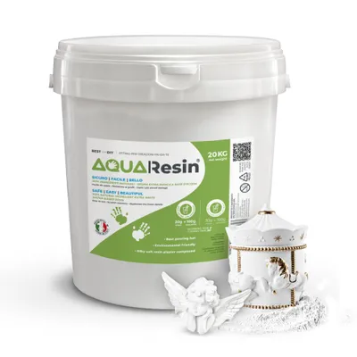 Obrázek produktu pro AQUA RESIN – Alfa-sádra 20 kg Premium | Saténový porcelánový efekt | Bezpečná, netoxická, odolná a barvitelná pro umění a DIY