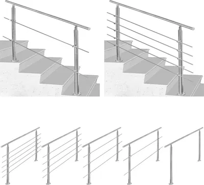 Produktbild von Lospitch Edelstahl Handlauf Gelaender Bausatz mit/ohne Querstreben fuer Treppengelaender innen & aussen, Balkon (100cm, 5 Querstreben)…