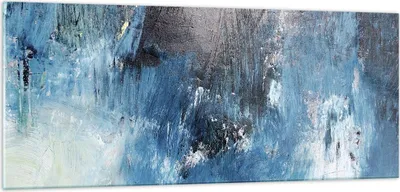Produktbild von Bilder auf glas - Einteilig - Abstraktion Blau Schwarz - 100x40cm - Glasbilder - Wandbilder - Bilder - zum Aufhängen bereit - Wanddekoration aus Glas - Glas Bilder - Wandbild auf Glas - GAB100x40-4155
