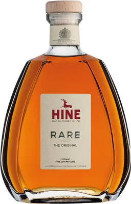 A bottle of HINE Rare V.S.O.P. Fine Champagne Cognac.