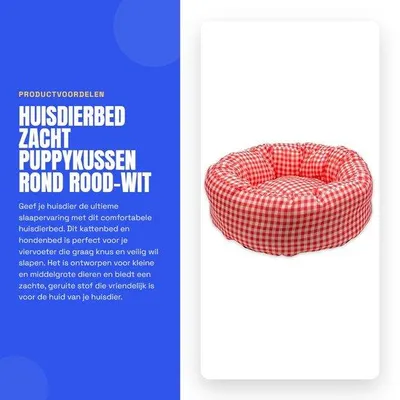 Produktbild von Hundebett, weich - Haustierbett - Runde Form - Rutschfeste Unterseite - Erhöhter Rand - Durchmesser 35 cm - Tierbett