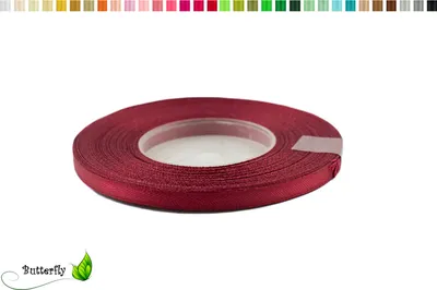 Produktbild von Satinband 6mm x 32m Rolle, Farbe:058 bordeaux / weinrot
