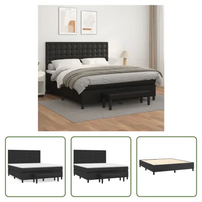Produktbild von The Living Store Boxspringbett mit Matratze Schwarz 160x200 cm Kunstleder