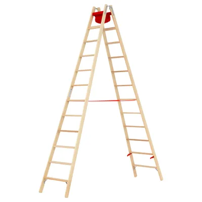 Produktbild von Hymer Holz Stufenstehleiter mit Textiltasche 2x12 Stufen