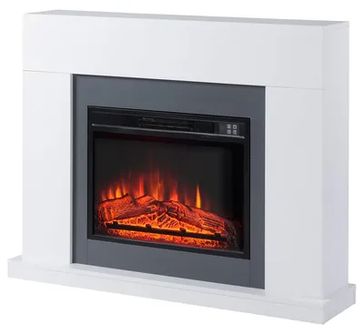 Obrázek produktu pro HOMCOM LED elektrický krb, stojací krb s efektem plamenů, 1800/2000 W, bílý