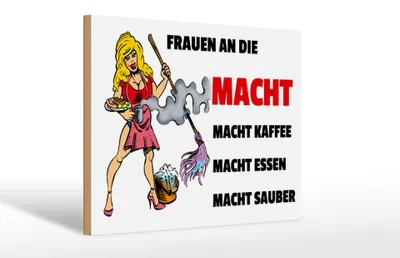 Produktbild von Holzschild Spruch 30x20cm Frauen an die Macht. Macht Kaffee