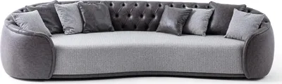 Produktbild von Viersitzer Chesterfield Sofa 4 Sitzer Grau Stoffsofa Stoff Polstersofa