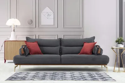 Zdjęcie produktu dla Idealna sofa 3-osobowa nowoczesna drewniana meble do salonu szary kolor