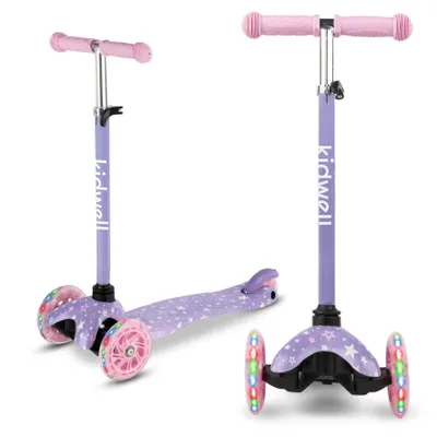 Produktbild von COIL Dreiradscooter, Kinderroller, Tretroller, Dreirad-Balance-Roller, Cityroller, ABEC-7-Lager, 3-stufige Lenkradverstellung, LED-Räder, Stars