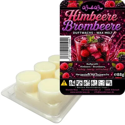 Produktbild von WonderWax Duftwachs Wax Melts für Duftlampe, 6 Kreise Duftmelt Wachsmelt Sojawachs Duftwachs Würfel für Raumdüfte, Wachs Duftöl Winter Indoor Schmelzen für Aromalampe Himbeere & Brombeere