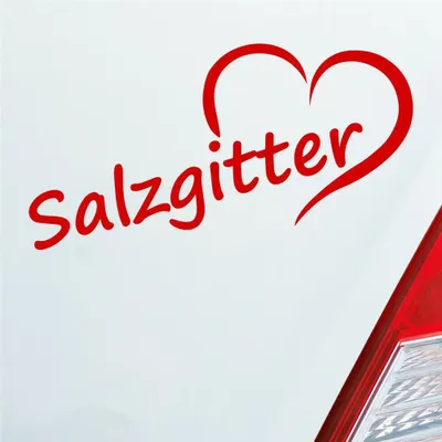 Produktbild von Auto Aufkleber Salzgitter Herz Stadt City Liebe Love 17,5x8 cm Rot Sticker Heckscheibenaufkleber