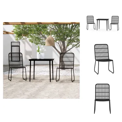 Productafbeelding van vidaXL 3-delige tuinset, zwart - Tuinmeubelsets
