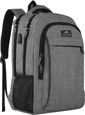 Leichtgewicht Reis Laptop Rucksack mit USB-Ladeanschluss - Diebstahlschutz Business Rucksack - Grau - 156 Zoll Laptop