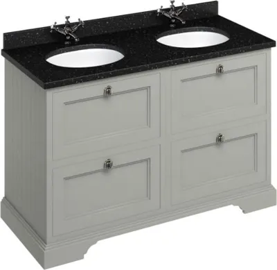 Immagine prodotto di Casa Padrino mobile lavabo doppio con piano in granito e 4 cassetti 130 x 55 x h. 93 cm