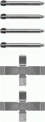 Produktbild von 6x HELLA 8DZ 355 202-171 Zubehörsatz Scheibenbremsbelag Hinten passend für MERCEDES-BENZ 190 (W201) Stufenheck (W124) C-Klasse Limousine (W202) SLK SL