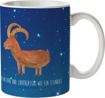 Produktbild von Mr. & Mrs. Panda Kindertasse Sternzeichen Steinbock - Sternenhimmel Blau - Geschenk, Steinbock Sternzeichen, Kindergarten Tasse, Astrologie, Kinderbecher, Camping Becher