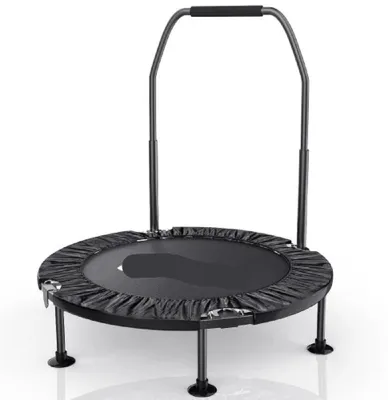 Zdjęcie produktu dla Trampolina fitness - Mini trampolina - 40 cali - Składana - Z uchwytem - Czarna