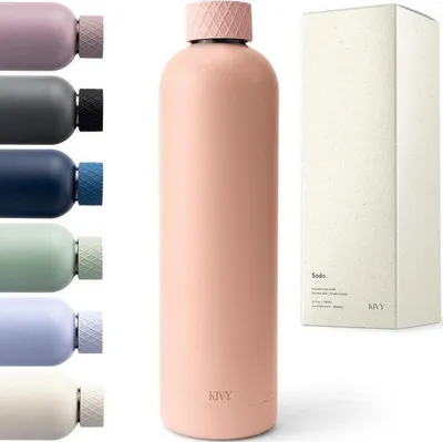 Produktbild von Famanu Wasserflasche 1 Liter - Edelstahl, BPA-frei, für kohlensäurehaltige Getränke