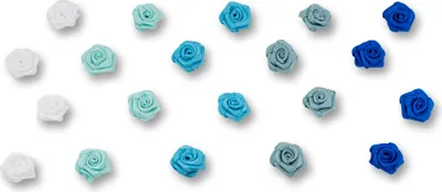 Satinrosen 15mm zum Basteln & Aufnähen 20 Stück Blau Mix