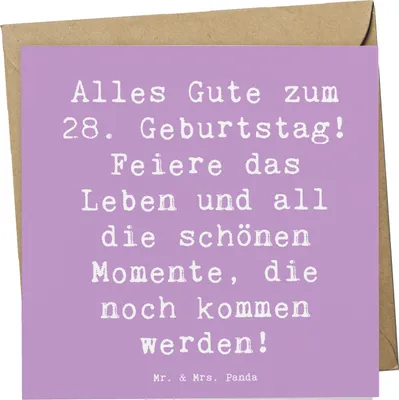 Produktbild von Mr. & Mrs. Panda Klappkarte Spruch 28. Geburtstag - Lavendeltraum - Geschenk, Freude, Dekoration, Lebensjahr feiern, faltkarte, Happy Birthday, neue Erinnerungen schaffen