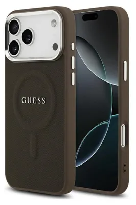 Produktbild von GUESS case passend für IPHONE 17 Pro Max kompatibel mit MagSafe GUHMP17XPSAREGSW (PU W/ Classic Logo) brown