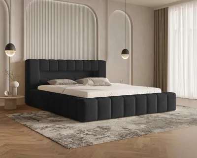 Image de Chilly Möbel Design Lit Beverly - Lit rembourré avec coffre, cadre en métal, USB-C et éclairage LED RGB 180x200 cm / Bouclé / Noir
