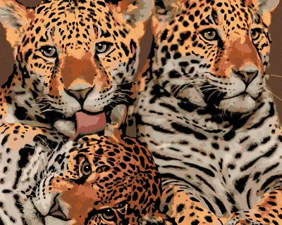 Produktbild von Zuty - Malen nach Zahlen - JAGUARMUTTER UND ZWEI JUNGTIERE, 40x50 cm, mit Keilrahmen (bereits gespannt)