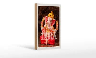 Produktbild von Holzschild Reise 12x18 cm Indien Skulptur Ganesha Gott Hindu