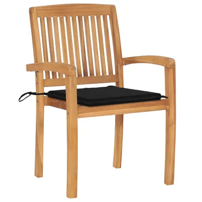Immagine prodotto di vidaXL Sedie da giardino 2 pezzi con cuscini neri in legno massiccio teak