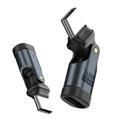 Produktbild von 240W USB-C Schnellladeadapter, 540° drehbar, Type-C/Lightning/Micro, Aluminium Ladegerät, 48V5A, 2er-Set, Schnellladung, Universal