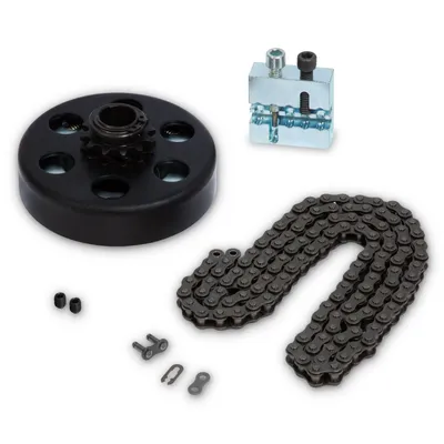 Produktbild von EBERTH Fliehkraftkupplung für Welle 19,05mm Ø, Kettenradkupplung mit Kette Typ 35# 1,2m und Toolkit, Zahn-Fliehkraftkupplung