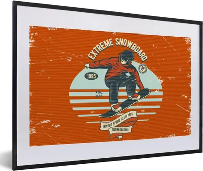 Produktbild von MuchoWow® MuchoWow® Gerahmtes Poster Snowboard - Mann - Zitat - Vintage 60x40 cm - Poster mit zchwarzem Bilderrahmen - Schlafzimmer - Plakat in Rahmen - Drucken