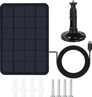 Obrázek produktu pro 7W 5V solární nabíječka pro venkovní bezpečnostní kamery – 360° nastavitelný solární panel s micro USB konektorem