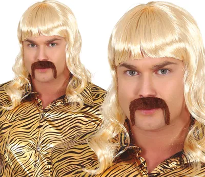 Produktbild von 70s Filmperücke Schnurrbart Karneval Party Kostüm Retro Disco Glamour, Farbe: Gelb