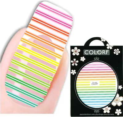 Produktbild von 3D Nagel Sticker Nail Art Aufkleber Regenbogen Streifen Aufkleber