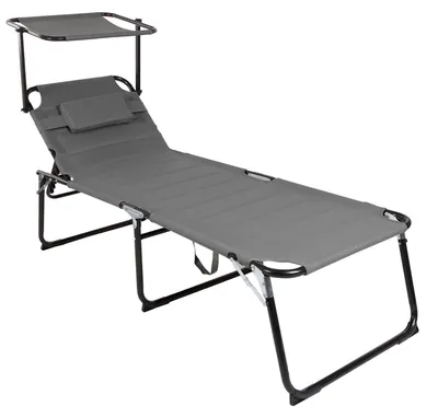 Image de XXL Aluminium Chaise longue de jardin réglable avec toit L200xL70cm