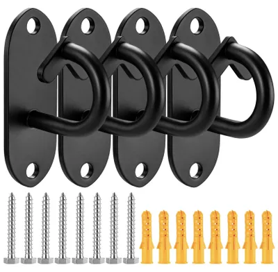 Image de Kit d'ancrages muraux, comprenant 4 pièces, pour bandes de résistance élastiques et accessoires d'entraînement, supports muraux pour yoga