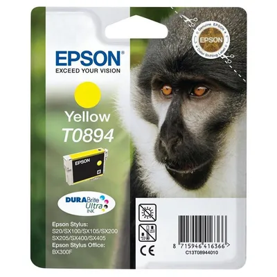 Produktbild von Epson Monkey T0894 Affe DURABrite Ultra Single Yellow Tinte, Gelb, Tinte auf Pigmentbasis, 1 Stück(e)