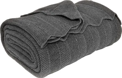Produktbild von nielsen HOME Wohndecke Milo fein gestrickt, 150x200 cm, Dunkelgrau, 100% Baumwolle, Fischgrat-Optik