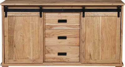 Produktbild von Sideboard 150 x 45 x 80 cm Akazienholz massiv naturfarben ohne Baumkante LIANO 1