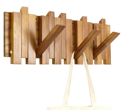Image de Crochets pliants en bois, porte-manteau mural en bois, porte-manteau moderne, étagère en bois avec 8 crochets, idéale pour les couloirs, les salles de bains et les chambres (42,5 x 16 x 2,5 cm)