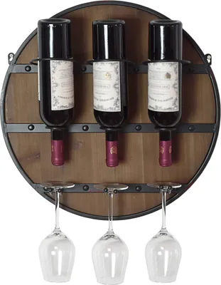 Produktbild von Weinregal Weinhalter Wandregal Flaschenregal Holz Bar Rustikal Barhänger Ø50cm