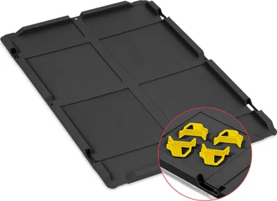 Produktbild von Auflagedeckel Set Eurobox NextGen mit 4 gelben Schiebeschnappverschlüssen | BxT 40x60cm | Schwarz | Eurobehälter, Transportbox, Transportbehälter, Stapelbehälter